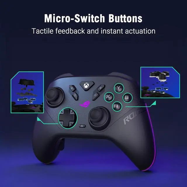 Alt view image 7 of 7 - ASUS ROG Raikiri II Xbox Wireless Gaming Controller - 2.4GHz/BT/3.5mm, TMR Joysticks, Anti-Slip Grip, Travel Case, up to 50H Battery, Web-Based Config - for Xbox Series X|S, Ally, PC