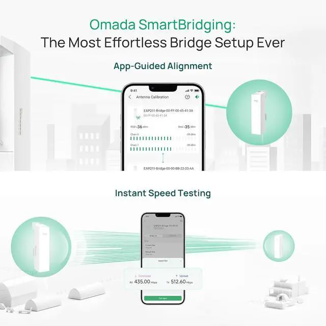 Alt view image 6 of 7 - TP-Link Omada Point to Point Wireless Bridge Outdoor - 5GHz, 867Mbps, PtP&PtMP, 1km Range, 3 Gigabit Ports, PoE or DC Powered, IP65 Weatherproof, Preconfigured, Plug&Play (EAP211-Bridge KIT)