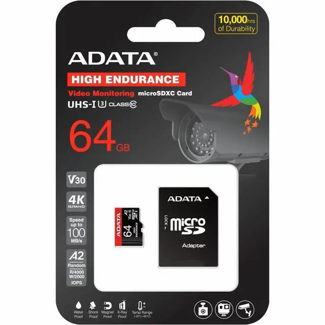 Alt view image 4 of 4 - ADATA HIGH Endurance 64GB SPEICHERKARTE Class 10, UHS-I U3, V30, A2