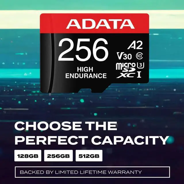 Alt view image 3 of 5 - ADATA High Endurance 256GB UHS-I U3 V30 A2 Class 10 Micro SDXC Memory Card (AUSDX256GUI3V30SHA2-RA1)