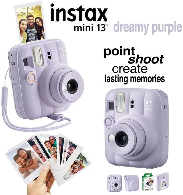 Alt view image 2 of 7 - Fujifilm Instax Mini 13 Instant Camera 60 Photo Prints, Photo Album, Case & Quality Photo Microfiber Cloth- Dreamy Purple
