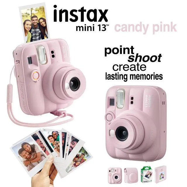 Alt view image 6 of 7 - Fujifilm Instax Mini 13 Instant Camera 60 Photo Prints, Photo Album, Case & Quality Photo Microfiber Cloth- Candy Pink