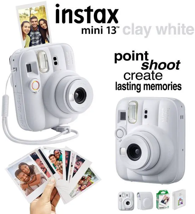 Alt view image 6 of 7 - Fujifilm Instax Mini 13 Instant Camera 60 Photo Prints, Photo Album, Case & Quality Photo Microfiber Cloth- Clay White