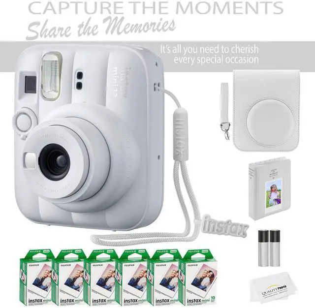 Alt view image 7 of 7 - Fujifilm Instax Mini 13 Instant Camera 60 Photo Prints, Photo Album, Case & Quality Photo Microfiber Cloth- Clay White