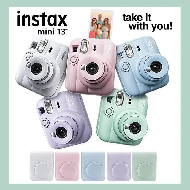 Alt view image 7 of 7 - Fujifilm Instax Mini 13 Instant Camera 60 Photo Prints, Photo Album, Case & Quality Photo Microfiber Cloth- Lagoon Green