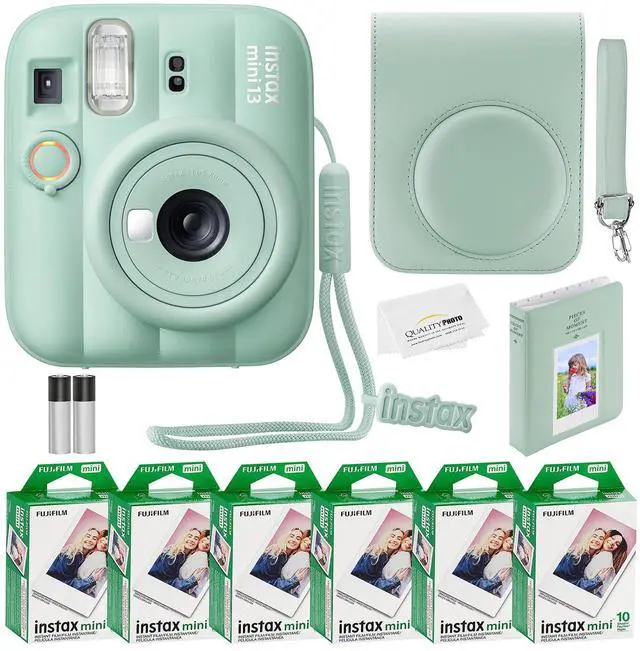 Main image of Fujifilm Instax Mini 13 Instant Camera 60 Photo Prints, Photo Album, Case & Quality Photo Microfiber Cloth- Lagoon Green