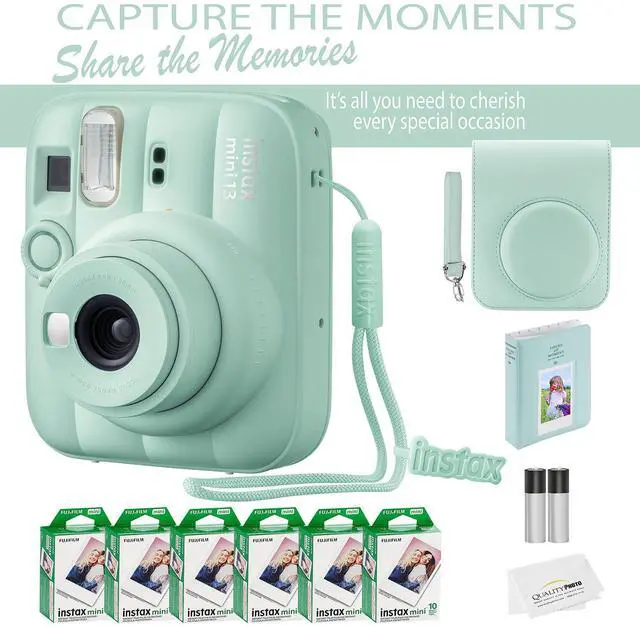 Alt view image 4 of 7 - Fujifilm Instax Mini 13 Instant Camera 60 Photo Prints, Photo Album, Case & Quality Photo Microfiber Cloth- Lagoon Green
