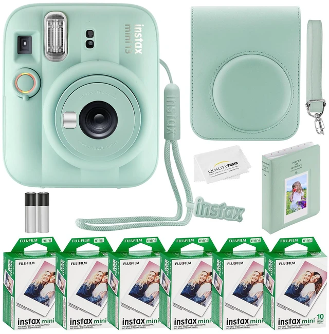 Main image of Fujifilm Instax Mini 13 Instant Camera 60 Photo Prints, Photo Album, Case & Quality Photo Microfiber Cloth- Lagoon Green