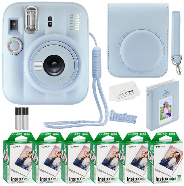 Main image of Fujifilm Instax Mini 13 Instant Camera 60 Photo Prints, Photo Album, Case & Quality Photo Microfiber Cloth- Frost Blue