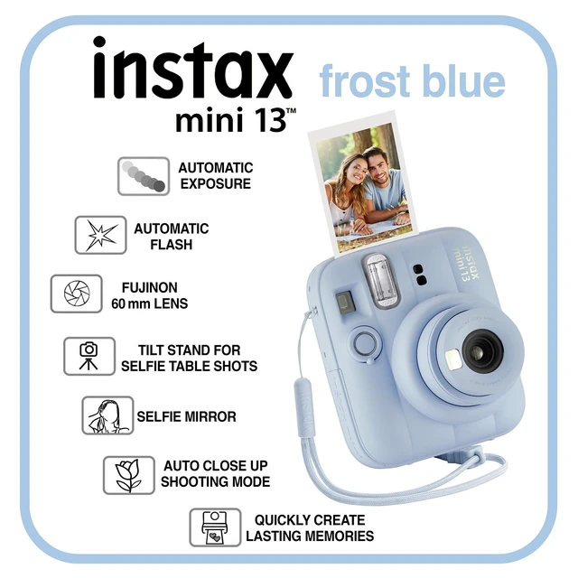 Alt view image 4 of 7 - Fujifilm Instax Mini 13 Instant Camera 60 Photo Prints, Photo Album, Case & Quality Photo Microfiber Cloth- Frost Blue