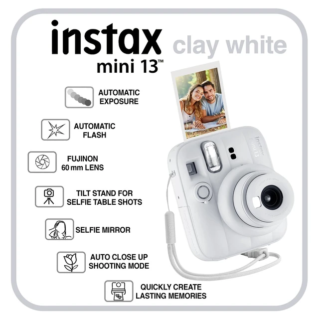 Alt view image 4 of 7 - Fujifilm Instax Mini 13 Instant Camera 60 Photo Prints, Photo Album, Case & Quality Photo Microfiber Cloth- Clay White