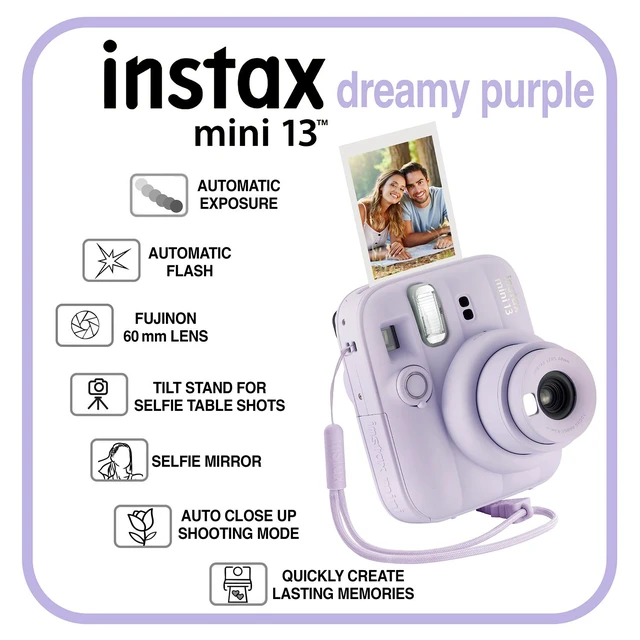 Alt view image 6 of 7 - Fujifilm Instax Mini 13 Instant Camera 60 Photo Prints, Photo Album, Case & Quality Photo Microfiber Cloth- Dreamy Purple