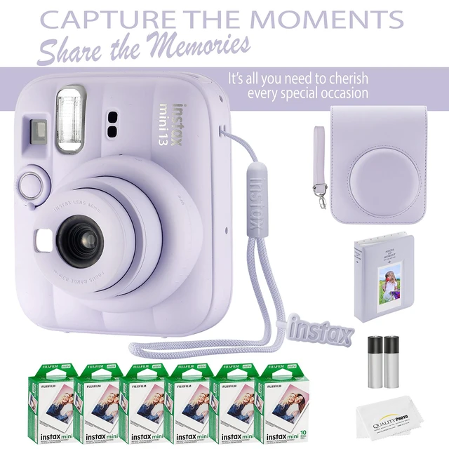 Alt view image 5 of 7 - Fujifilm Instax Mini 13 Instant Camera 60 Photo Prints, Photo Album, Case & Quality Photo Microfiber Cloth- Dreamy Purple