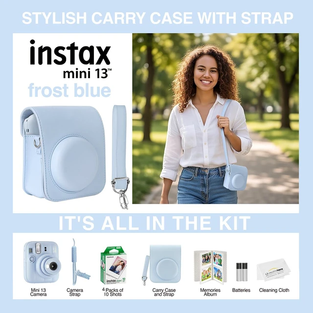 Alt view image 3 of 6 - Fujifilm Instax Mini 13 Instant Camera, 40 Photo Prints, Photo Album, Case & Quality Photo Microfiber Cloth- Frost Blue