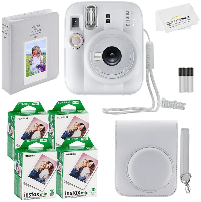 Main image of Fujifilm Instax Mini 13 Instant Camera, 40Photo Prints, Photo Album, Case & Quality Photo Microfiber Cloth- Clay White