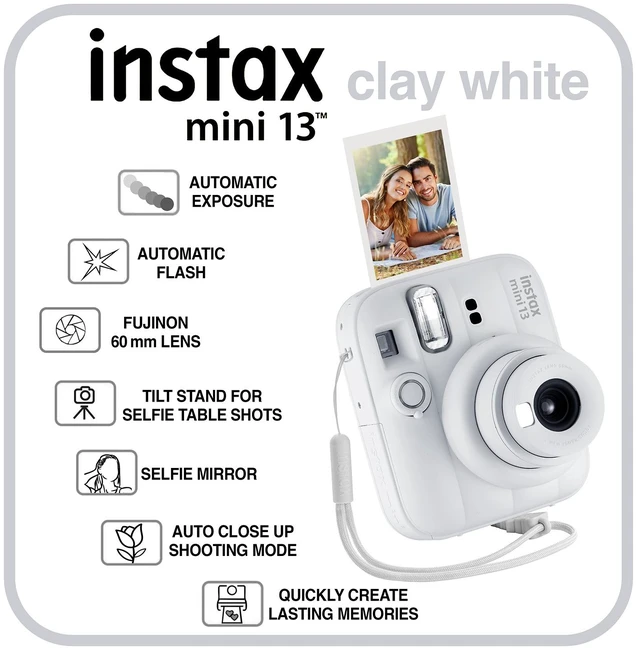 Alt view image 2 of 7 - Fujifilm Mini 13 Camera & Accessory Bundle (Clay White)