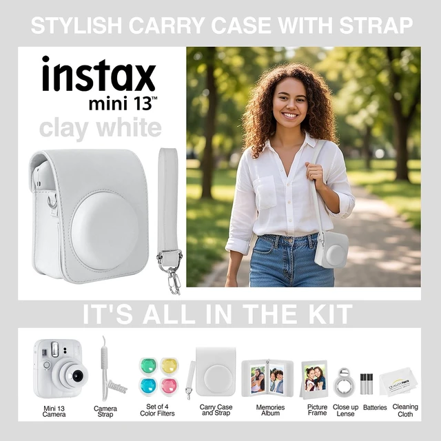 Alt view image 3 of 7 - Fujifilm Mini 13 Camera & Accessory Bundle (Clay White)