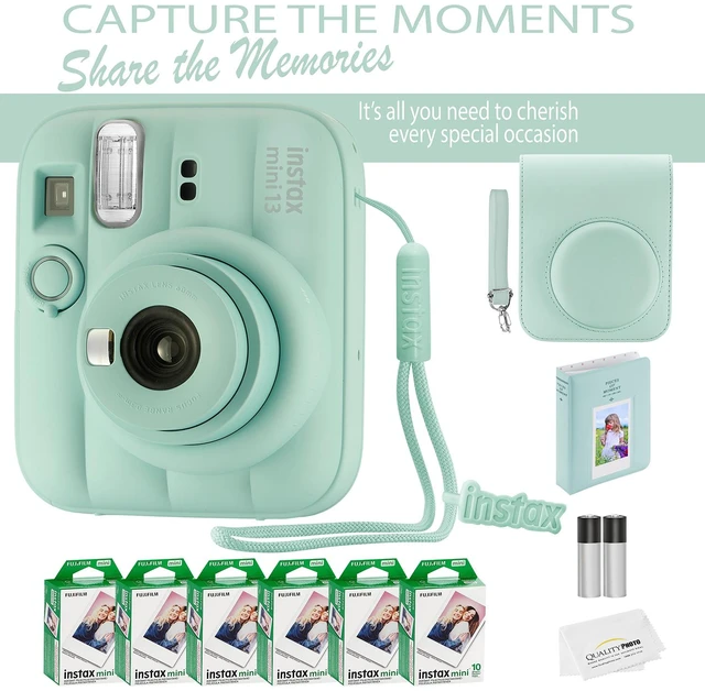 Alt view image 7 of 7 - Fujifilm Instax Mini 13 Instant Camera 60 Photo Prints, Photo Album, Case & Quality Photo Microfiber Cloth- Lagoon Green