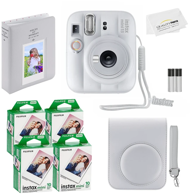 Main image of Fujifilm Instax Mini 13 Instant Camera, 40Photo Prints, Photo Album, Case & Quality Photo Microfiber Cloth- Clay White