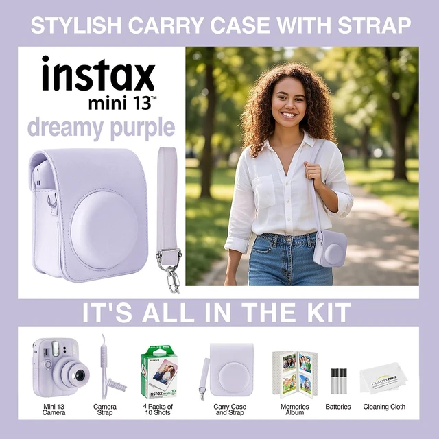 Alt view image 2 of 6 - Fujifilm Instax Mini 13 Instant Camera, 40 Photo Prints, Photo Album, Case & Quality Photo Microfiber Cloth- Dreamy Purple