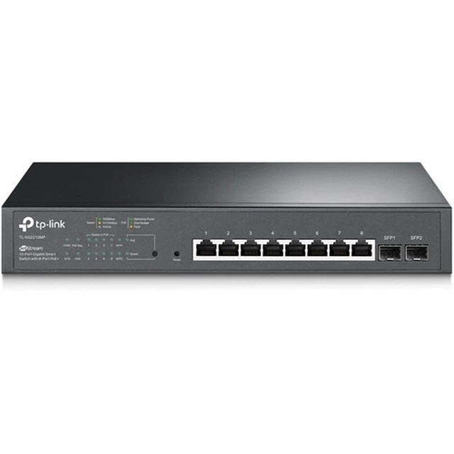 Alt view image 2 of 3 - TP-Link TL-SG2210MP | Jetstream 10 Port Gigabit Smart Managed PoE switch | 8 PoE+ Ports @ 150W, 2 SFP Slots | Omada SDN Integrated | PoE Recovery | IPv6 | Static Routing | Limited Lifeti (TL-SG2210MP)