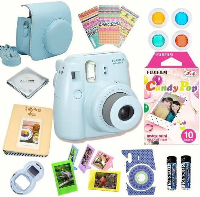 Alt view image 2 of 7 - Fujifilm Instax Mini 8 Blue bundle: Instant camera + Instant Candy Pop  Film + Accessories