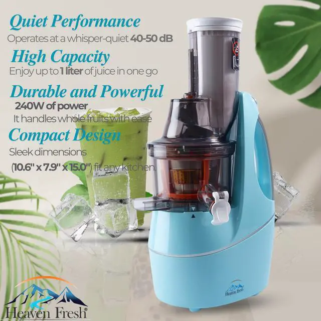 Alt view image 2 of 7 - Heaven Fresh Masticating Slow Juicer with Cold Press Technology - High Yield Extraction, Ultra Quiet Operation, and Frozen Dessert Strainer