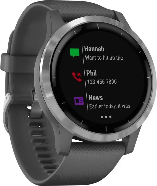 Alt view image 6 of 16 - Garmin vívoactive 4, GPS Smartwatch, Features Music, Body Energy Monitoring, Animated Workouts, Pulse Ox Sensors and More, Silver with Gray Band