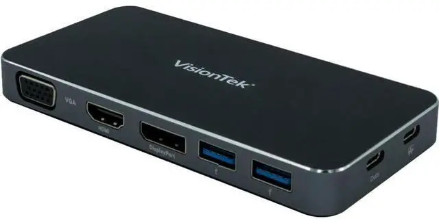 Alt view image 18 of 20 - VisionTek USB C Portable Dock - for Notebook/Desktop PC - 100 W - USB Type C - 5 x USB Ports - 2 x USB 3.0 - HDMI - VGA - DisplayPort - Wired