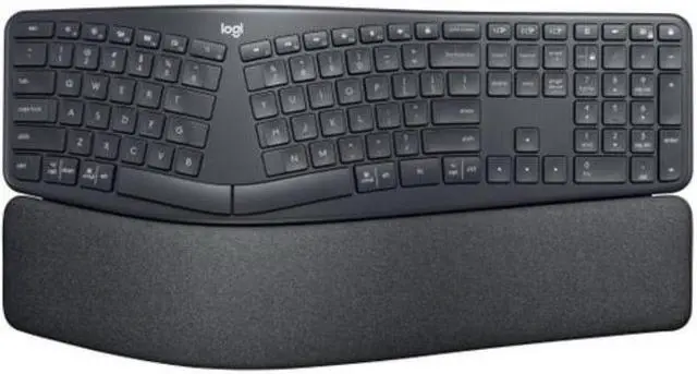 Main image of Logitech ERGO K860 Split Ergonomic Keyboard - Wireless Connectivity - Bluetooth/RF - 32.81 ft - 2.40 GHz - USB Interface - Windows, Mac OS - AAA Battery Size Supported - Black