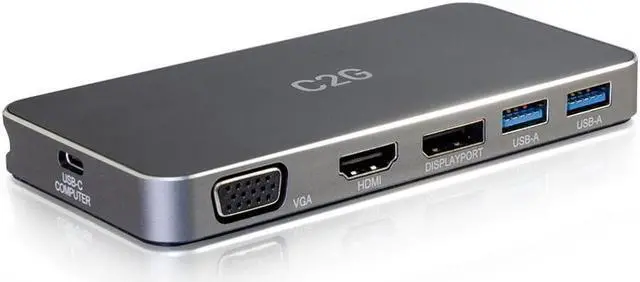 Alt view image 9 of 9 - C2G 54439 C2G USB C DUAL DISPLAY DOCK WITH HDMI, DISPLAYPORT, VGA & POWER DELIVERY