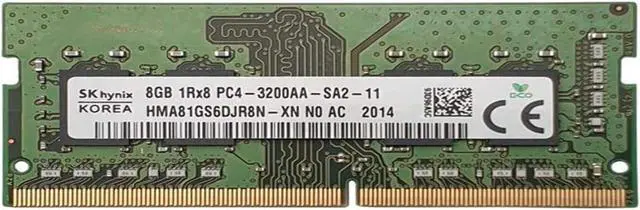 Main image of Hynix HMA81GS6DJR8N-XN 8GB Memory Module - DDR4 SDRAM - 3200 MHz - 260 Pin - PC4-25600 - SO-DIMM - CL22 - Non-ECC Unbuffered - 1.2 Volts