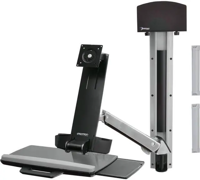Alt view image 6 of 9 - ERGOTRON 45-273-026 StyleView Sit-Stand Combo System with Small CPU Holder (Polished Aluminum)