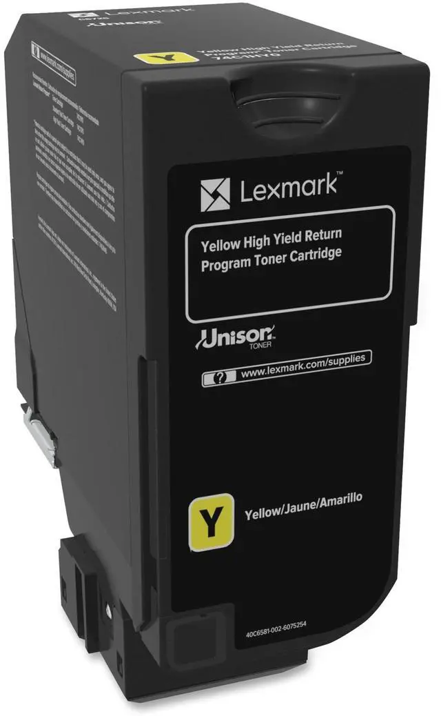 Alt view image 6 of 6 - Lexmark - 74C1HY0 - Lexmark Unison Original Toner Cartridge - Laser - High Yield - 12000 Pages - Yellow - 1 Each