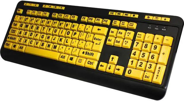 Main image of Adesso EasyTouch 132 - Florescent Yellow Multimedia Desktop Keyboard - Cable Connectivity - USB Interface - 122 Key - English (US) - PC, Mac, iOS - Membrane Keyswitch - Fluorescent Yellow, Black