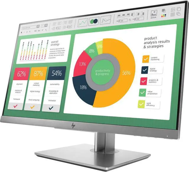 Alt view image 2 of 8 - HP E223 21.5" LED LCD Monitor - 16:9 - 5 ms - 1920 x 1080 - 250 Nit - 5,000,000:1 - Full HD - HDMI - VGA - MonitorPort - USB - 36 W