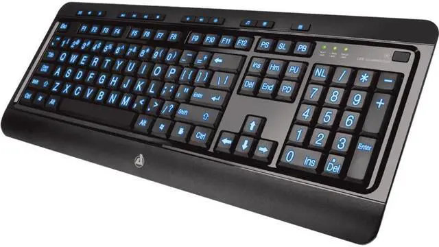 Alt view image 16 of 20 - AZIO KB505U Black USB Wired Standard Large Print 3 Color Backlit Keyboard