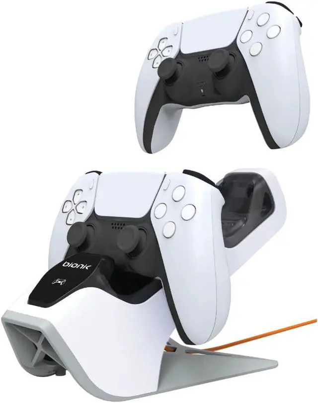 Alt view image 10 of 10 - Bionik Power Stand for Playstation 5: Dual PS5 Controller Charging Station with Overcharger Protection - Power Adapter Included (BNK-9067)