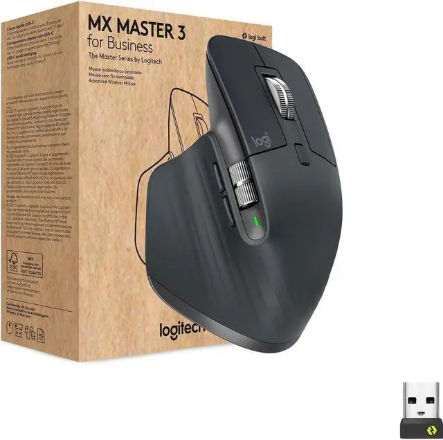Alt view image 17 of 17 - Logitech MX Master 3 for Business, Wireless Mouse, Logi Bolt Technology, Bluetooth, MagSpeed Scrolling, Ergonomic, Rechargeable, Globally Certified, PC/Mac/Linux - Graphite