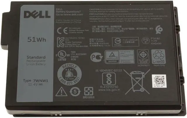 Main image of Dell 7WNW1 Replacement Laptop Battery for Select Latitude Models - 51Wh - 4342 mAh - 3-Cell - 11.4 Volts -  Lithium-Ion