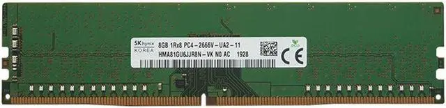 Alt view image 6 of 6 - Hynix HMA81GU6JJR8N-VK 8GB Memory Module - DDR4 - 2666 MHz - 288-Pins - PC4-21300 - Unbuffered Non-ECC - CL19 - 1.2 Volts