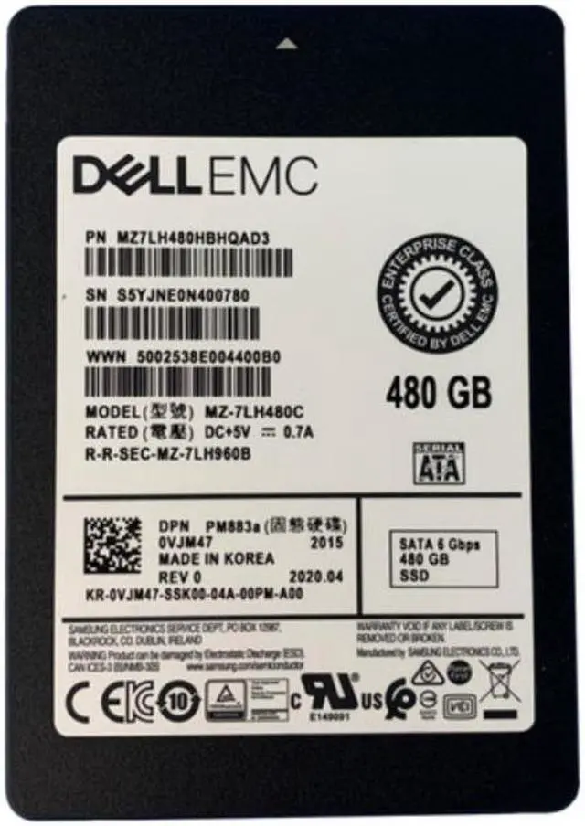 Main image of Dell VJM47 Solid State Drive For 14G Poweredge - 480 GB - Triple Level Cell - Read Intensive - 2.5 Inch - SATA - 6 Gbps - Hot-swap
