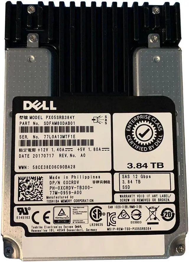 Main image of Dell H9TT5 3.84 TB SAS Read Intensive 2.5-Inch Solid State Drive - 12 Gbps - BiCS FLASH 3D TLC - Hot Plug
