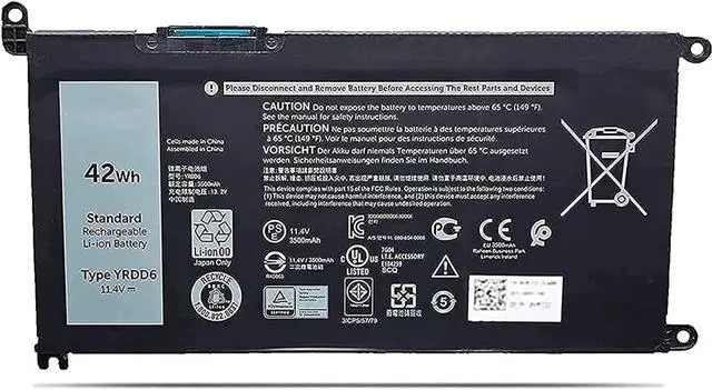 Main image of Dell YRDD6 NMC Battery For Select Latitude/ Inspiron/ Vostro Laptop Models - 3-cell - Lithium-ion - 42Wh - 11.4 Volts