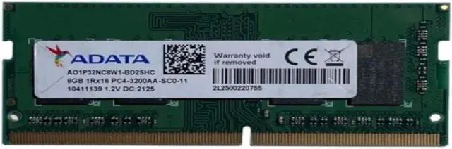 Alt view image 2 of 2 - AO1P32NC8W1 A-DATA 8GB 1RX16 DDR4 Sodimm PC4-25600 3200MHZ 260-PIN Memory AO1P32NC8W1-BD2SHC Laptop Memory
