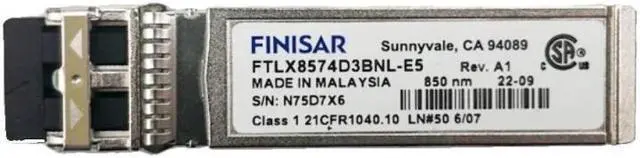 Main image of Finisar FTLX8574D3BNL-E5 10 Gbase-SR SFP+ Transceiver Module Extended Temp F/s - 850 nm