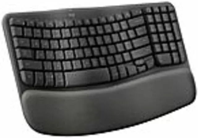Main image of Logitech Wave Keys for Business Ergonomic Keyboard - Wireless Connectivity - Bluetooth - 32.81 ft - USB Type A Interface - Windows, Mac OS, ChromeOS - Computer - PC, Mac - AAA Battery Size ...