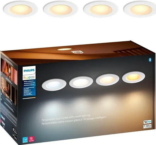 Main image of Philips Hue 578708 5/6-inch High Lumen Recessed LED Downlight - 4 Pack - White Ambiance - 1100 Lumens