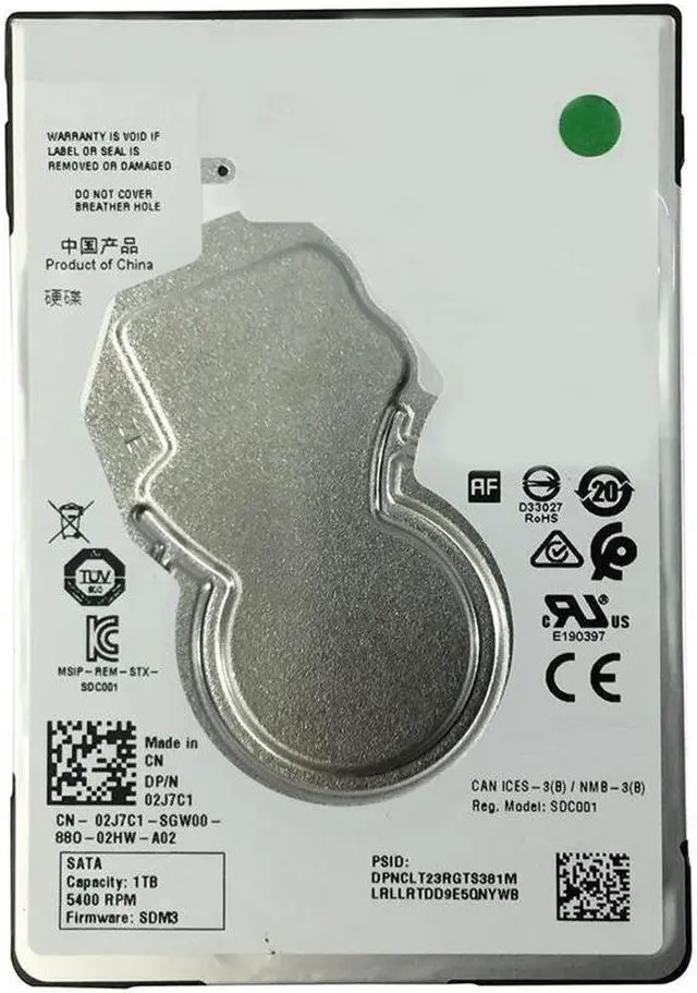 Main image of Dell 2J7C1 2.5 Inches 1 TB Hard Disk Drive - SATA III 6 Gbps - 5400 RPM - 7 MM