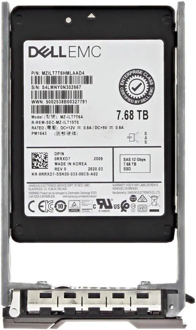 Main image of Dell RRXD7 7.68TB 2.5-inch Compellent Solid State Drive - SAS - 12 Gbps - Read Intensive